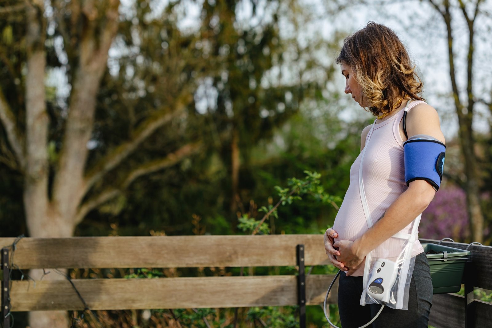 high blood pressure during pregnancy, a woman measures the data with a holter